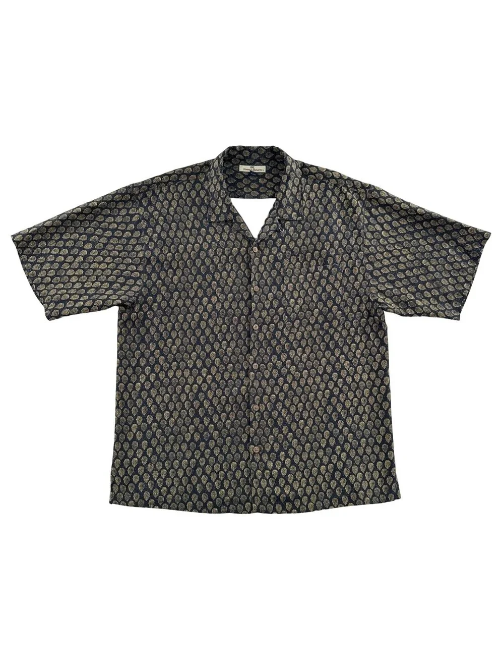 Tommy Bahama 100% Silk Paisley Print Short Sleeve Shirt XL